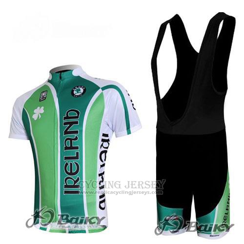 2012 Cycling Jersey Ireland White and Green Short Sleeve and Bib Short